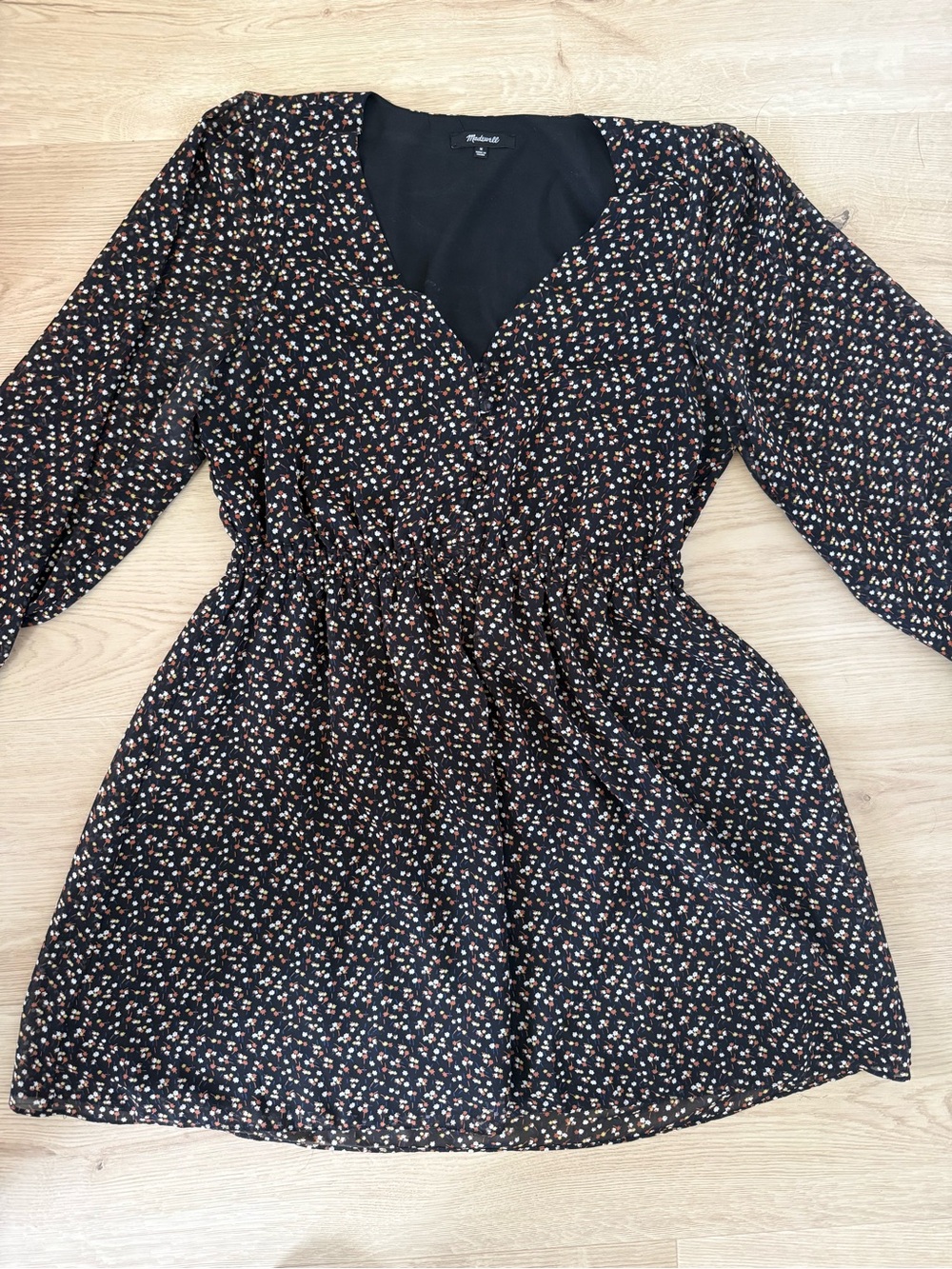 Madewell Black Mini Dress with Petite Floral Print